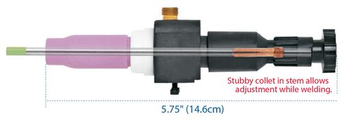 Stubby collet in stem allows adjustment while welding - 5.75" (14.6cm)
